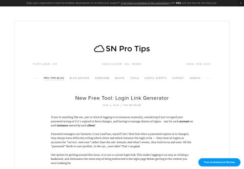 
                            5. SN Pro Tips — New Free Tool: Login Link Generator