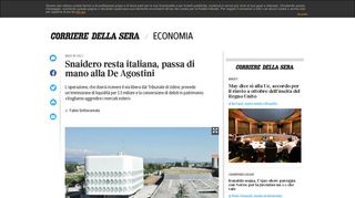 
                            10. Snaidero resta italiana, passa di mano alla De Agostini - Corriere.it