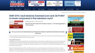 
                            4. SNAP 2015: result declared, Download score card; GE-PI-WAT to ...