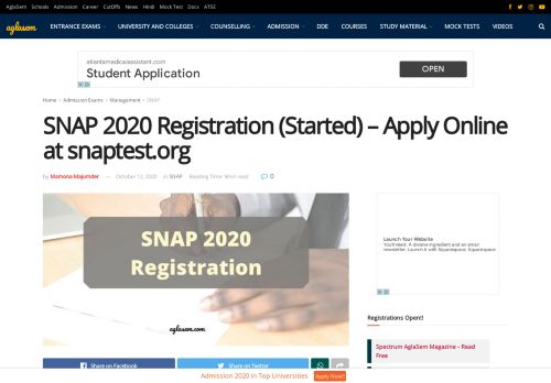 
                            5. SNAP 2018 Application Form – Apply Here, Last Date Over | AglaSem ...