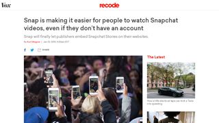 
                            9. Snap is making it easier for people to watch Snapchat videos, even ...