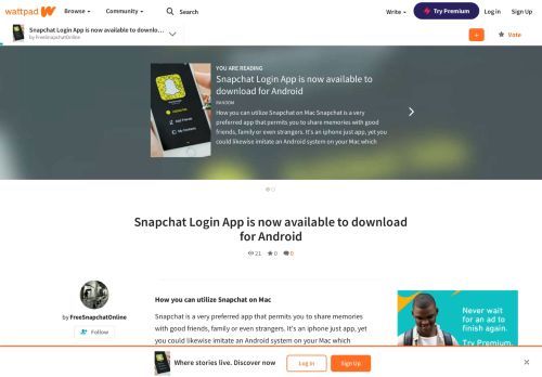 
                            3. Snapchat Login App is now available to download for Android - Wattpad