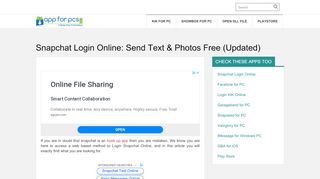 
                            7. Snapchat Login Online: Send Text & Photos Free (Updated)