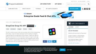 
                            8. SnapChat Snap Kit API | ProgrammableWeb
