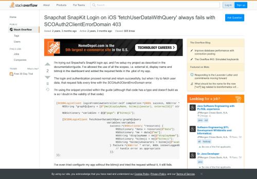 
                            10. Snapchat SnapKit Login on iOS 'fetchUserDataWithQuery' always ...