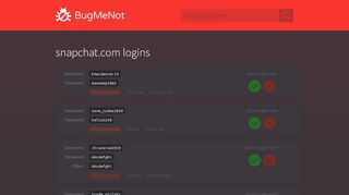 
                            4. snapchat.com passwords - BugMeNot