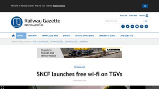 
                            5. SNCF launches free wi-fi on TGVs - Railway Gazette