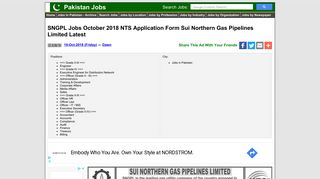 
                            8. SNGPL Jobs October 2018 NTS Application Form Sui ...
