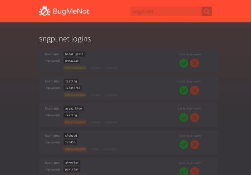 
                            3. sngpl.net passwords - BugMeNot