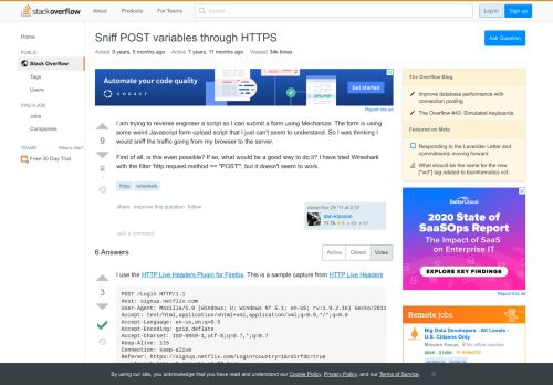 
                            7. Sniff POST variables through HTTPS - Stack Overflow