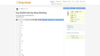 
                            10. Snip2Code - Top 20,000 sites by Alexa Ranking