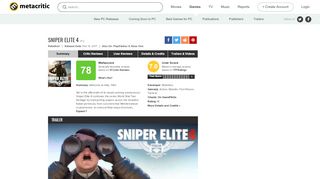 
                            9. Sniper Elite 4 for PC Reviews - Metacritic