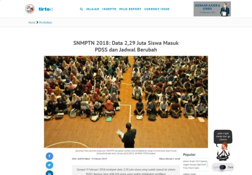 
                            8. SNMPTN 2018: Data 2,29 Juta Siswa Masuk PDSS dan Jadwal ... - Tirto