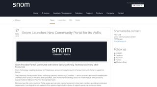 
                            12. Snom Launches New Community Portal for its VARs | Snom Technology