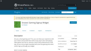 
                            11. Snoost: Gaming Signup Widget | WordPress.org