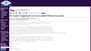 
                            2. Snort: Re: Trouble in triggering the snort rule to detect FTP Brute Force ...