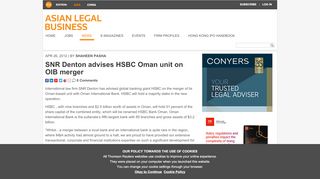 
                            3. SNR Denton advises HSBC Oman unit on OIB merger | Asian Legal ...