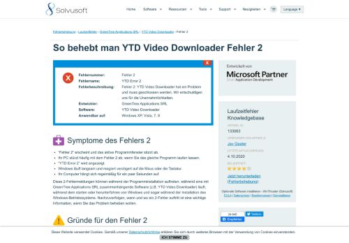 
                            1. So behebt man YTD Video Downloader Fehler 2 - Solvusoft