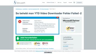 
                            1. So behebt man YTD Video Downloader Fehler Failed -2 - Solvusoft