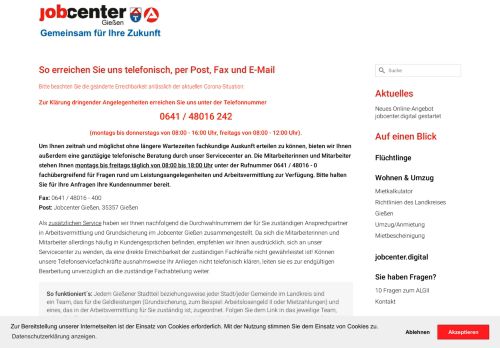 
                            4. So erreichen Sie uns - Jobcenter Gießen