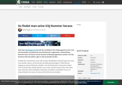 
                            5. So findet man seine ICQ Nummer heraus – GIGA