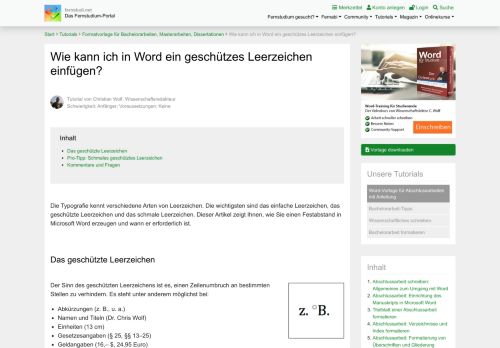 
                            4. So fügen Sie in Word ein geschütztes Leerzeichen ein - fernstudi.net