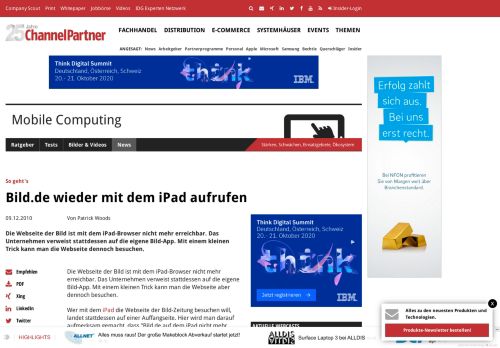 
                            13. So geht's: Bild.de wieder mit dem iPad aufrufen - channelpartner.de