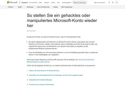 
                            2. So greifen Sie auf ein gehacktes Microsoft-Konto zu - Microsoft Support