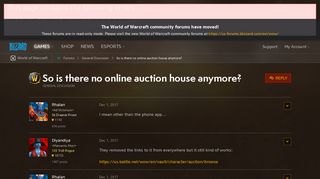 
                            1. So is there no online auction house anymore? - World of Warcraft ...