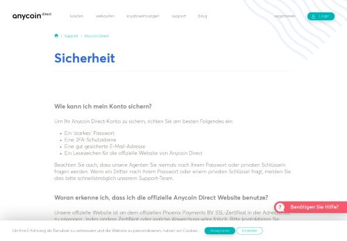 
                            8. So machen Sie Ihr Konto noch sicherer. – Anycoin Direct