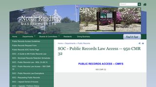 
                            12. SOC - Public Records Law Access -- 950 CMR 32 | North Reading MA