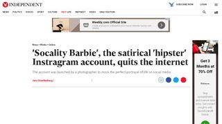 
                            7. 'Socality Barbie', the satirical 'hipster' Instragram account, quits the ...