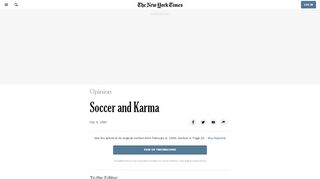 
                            10. Soccer and Karma - The New York Times