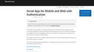 
                            2. Social App for Mobile and Web with Authentication | Microsoft Azure