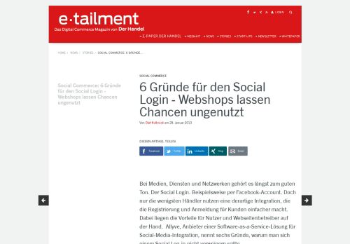 
                            1. Social Commerce: 6 Gründe für den Social Login - Webshops lassen ...