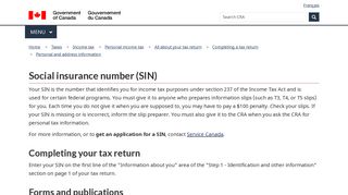 
                            2. Social insurance number (SIN) - Canada.ca