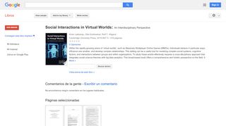 
                            9. Social Interactions in Virtual Worlds: An Interdisciplinary ... - Resultado de Google Books