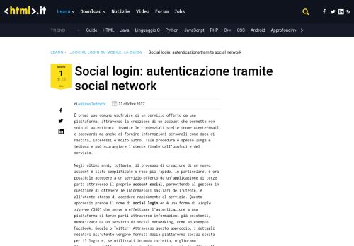 
                            2. Social Login: autenticazione coi social network | Mobile HTML.it