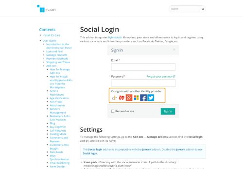
                            8. Social Login — CS-Cart 4.4.x documentation