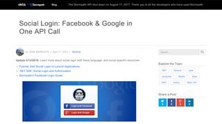 
                            10. Social Login: Facebook & Google in One API Call - Stormpath
