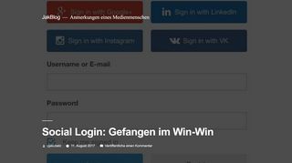 
                            12. Social Login: Gefangen im Win-Win - JakBlog
