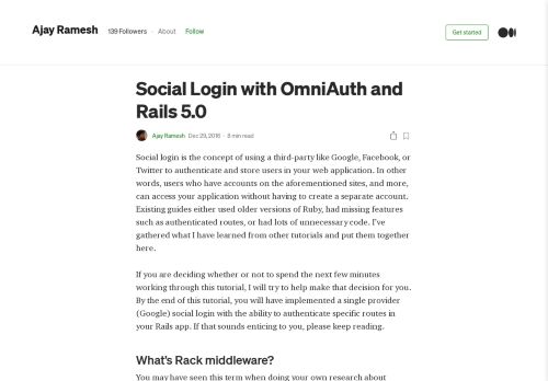 
                            4. Social Login with OmniAuth and Rails 5.0 – Ajay Ramesh – Medium