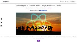 
                            9. Social Logins in Firebase React: Google, Facebook, Twitter - RWieruch