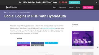 
                            9. Social Logins in PHP with HybridAuth — SitePoint