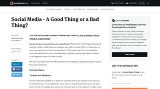 
                            5. Social Media - A Good Thing or a Bad Thing? | Social Media Today