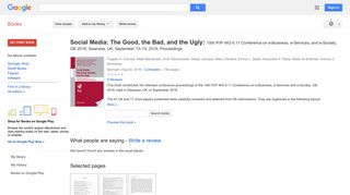 
                            8. Social Media: The Good, the Bad, and the Ugly: 15th IFIP WG 6.11 ... - Google बुक के परिणाम