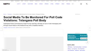 
                            9. Social Media To Be Monitored For Poll Code Violations: Telangana ...