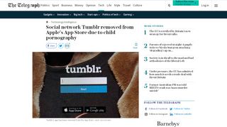 
                            12. Social network Tumblr removed from Apple's App Store due to child ...