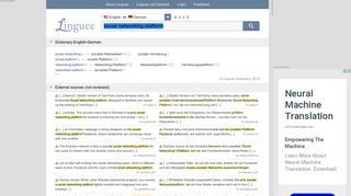 
                            9. social networking platform - German translation – Linguee