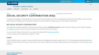 
                            10. Social Security Contribution (RSZ) – Student Career Center - KU Leuven